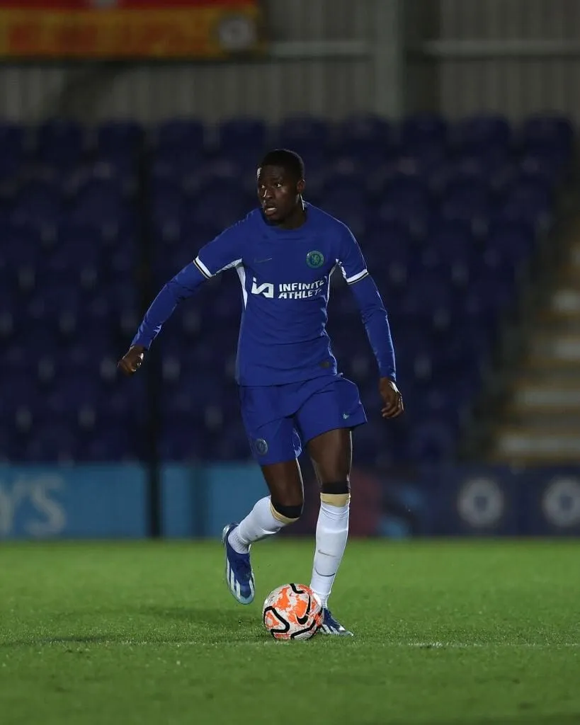 Saheed Olagunju trong màu áo Chelsea trong trận đấu của English Premier League Cup giữa Chelsea U21 và Colchester United U21 tại Kingsmeadow vào ngày 22 tháng 1,...